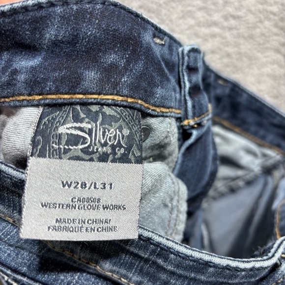 Silver Jeans Womens 28 Aiko Bootcut Dark Wash Big Stitch Embroidered Denim Rodeo - Picture 4 of 5